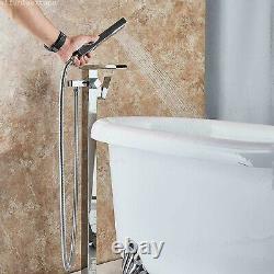 Floor Mounted FreeStanding Bathtub Faucet Chrome Shower Tub Filler Mixer Tap UK