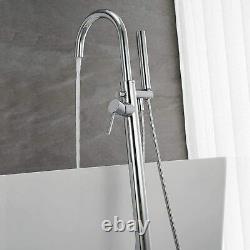 Floor Mounted Freestanding Bathtub Tap Shower Faucet Tub Filler Mixer Tap Chrome