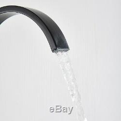 Floor Mounted Tub Filler Faucet Free Standing Bath Shower Mixer Taps Black UK