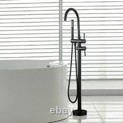 Floor Standing Bathtub Tap Shower Tub Filler Mixer Bath Hand Shower Matte Black