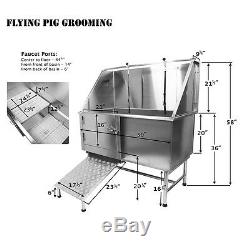 Flying Pig Pro Stainless Steel Pet Dog Cat Wash Shower Grooming Bath Tub 50/62