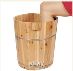 Foot basin Tall wooden bucket with cover rest stool foot bath tub