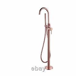 Free Standing Bath tub round polished rose gold Mixer Spout hand held