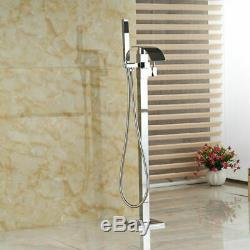 Free Standing Bathroom Tub Faucet Filler HandSpray Set Shower Chrome Bathtub