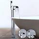 Free Standing Bathtub Faucet Tub Filler With Hand Shower Floor Mount Mixer Tap1