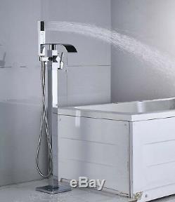 Free Standing Bathtub Faucet Tub Filler With Hand Shower Floor Mount Mixer Tap1