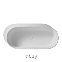 Freestanding Bathtub Matte Bathroom Soaking Tub White Large 71 in Solid Surface