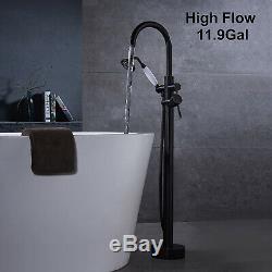 Freestanding Floor Mounted Bath Tub Filler Faucet Handheld Shower Head Wand ORB
