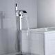 Freestanding Square Bath Filler Mixer Tap With Hand Shower, Chrome Brass Faucet