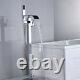 Freestanding Square Bath Filler Mixer Tap with Hand Shower, Chrome Brass Faucet