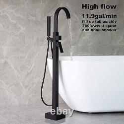 Freestanding Tub Fillers Black Bathtub Faucets With Handheld Shower Mixer Valve