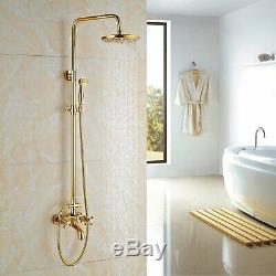 Gold Bathtub Faucet Set 8 Adjustable Shower Head Wall Mounted Bathroom Tap UK