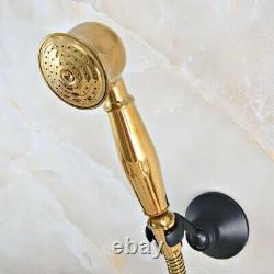 Gold & Black Bathroom Tub Faucet Brass Hand Shower Hot And Cold Mixer Tap 2na546