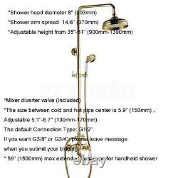Gold Brass Bath Rain Shower Faucet System Double Ceramic Handle Tub Spout Zgf431