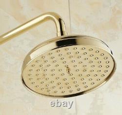 Gold Brass Bath Rain Shower Faucet System Double Ceramic Handle Tub Spout Zgf431