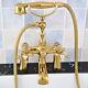 Gold Color Brass Bathroom Bath Clawfoot Tub Mixer Tap Faucet Hand Shower Ytf787