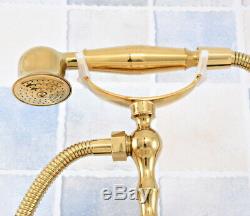 Gold Color Brass Bathroom Bath Clawfoot Tub Mixer Tap Faucet Hand Shower ytf787