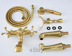 Gold Color Brass Bathroom Bath Clawfoot Tub Mixer Tap Faucet Hand Shower ytf787