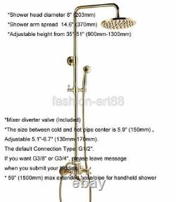 Gold Color Brass Bathroom Rain Shower Head Faucet Set Tub Mixer Tap fgf342