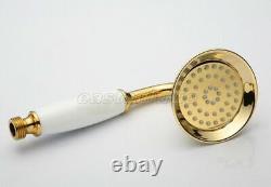 Gold Color Brass Bathroom Round Rain Shower Faucet Set Bath Tub Mixer Tap egf392