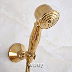 Gold Color Brass Bathroom Wall Mount Clawfoot Bath Tub Faucet with Handheld Shower