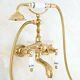 Gold Color Brass Clawfoot Bath Tub Faucet With Handshower Wall Mount Ena814