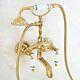 Gold Color Brass Clawfoot Bath Tub Faucet With Handshower Wall Mount Ena818
