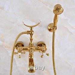 Gold Color Brass Clawfoot Bathroom Bath Tub Faucet Mixer Tap Shower Set sna914