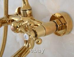 Gold Color Brass Clawfoot Bathroom Bath Tub Faucet Mixer Tap Shower Set sna914