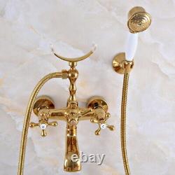 Gold Color Brass Clawfoot Bathroom Bath Tub Faucet Mixer Tap Shower Set sna915