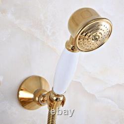 Gold Color Brass Clawfoot Bathroom Bath Tub Faucet Mixer Tap Shower Set sna915
