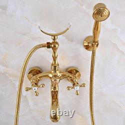 Gold Color Brass Clawfoot Bathroom Bath Tub Faucet Mixer Tap Shower Set sna946