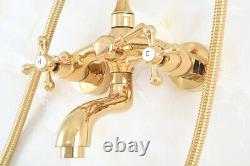 Gold Color Brass Clawfoot Bathroom Bath Tub Faucet Mixer Tap Shower Set sna946