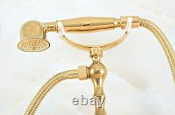 Gold Color Brass Clawfoot Bathroom Tub Faucet Hand Shower Mixer Tap Set ena802