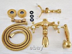 Gold Color Brass Wall Mounted ClawFoot Bath Tub Faucet With Hand Shower fna802