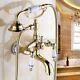 Gold Finish Brass Clawfoot Bath Tub Faucet Tap With Handheld Spray Shower Ptf410