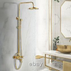 Gold Shower Faucet Tap 20CM Rain Shower Head With Handshower Set Tub Mixer Tap