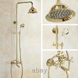 Golden Brass Wall-mount Bath&Tub Rain-style Shower Faucet Mixer Tap Set Zgf356