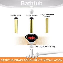 HEGII Freestanding Bathtub Rough-in Kit Brass Tail Pipe with ABS Plastic Adap