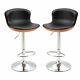 Homcom Set Of 2 Pu Leather Rounded Tub Bar Stools Adjustable Height With Footrest