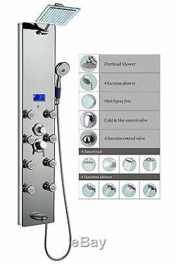 HOT Aluminum Bathroom Rainfall Shower Panel Towe with Tub Spout Massage Jets Spa