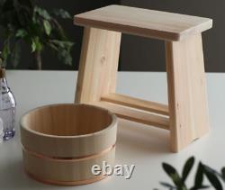Hinoki cypress bath tub & bath chair 2-piece set Stool 11in Oke 8.26in