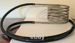 Hot tub heater coil with 2 x two metres of high temp hose stainless steel