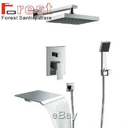 In Wall Bath shower faucet Luxury 3 use Waterfall Tub Faucets Mixer with Handle