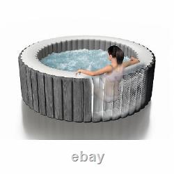 Intex Greywood Deluxe 4 Person Portable Inflatable Hot Tub Spa w LED Light, Gray