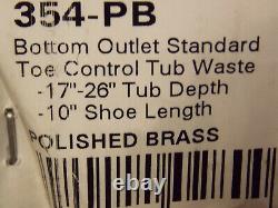 Jaclo 354-PB Tub Drain Standard Toe Control w Faceplate Tub Waste Polished Brass