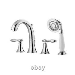 Julius 2-Handle Tub Faucet with Hand-Held Shower in Polished Chrome by ROSWELL