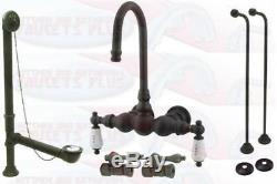Kingston Brass Oil Rubbed Bronze Clawfoot Tub Faucet Kit With Drain & Supplies