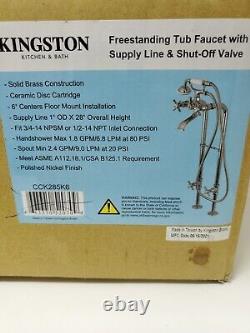 Kingston Brass Tub Faucet with Supply Line& Stop Valve Polished Nickel Claw Foot
