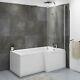 L-shaped Shower Bath Right Hand 1700 X 850mm White Acrylic Modern Bathroom Tub